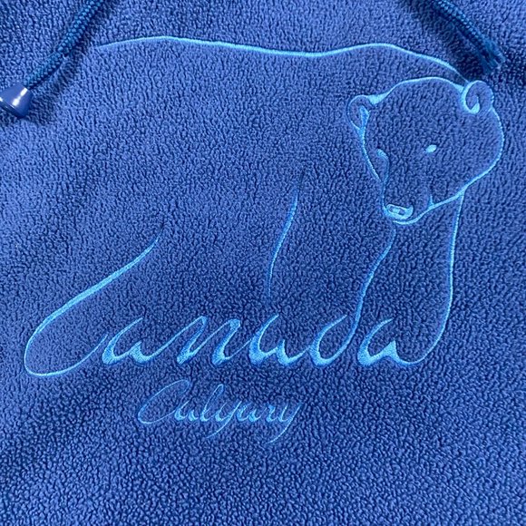 Vintage Calgary Alberta Fleece Pullover Hoodie Sweater Jacket Canada Hooded - Picture 3 of 10